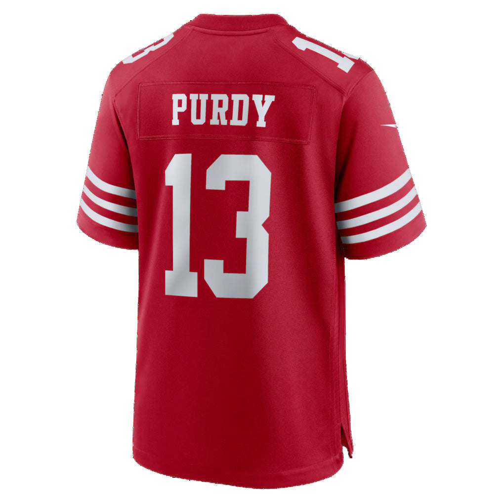 SF.49ers #13 Brock Purdy Scarlet 80th Anniversary Game Football Jersey
