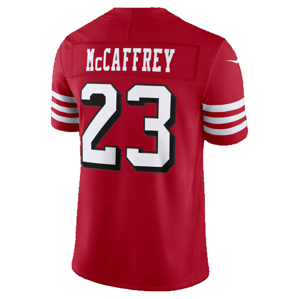 SF.49ers #23 Christian McCaffrey Scarlet Alternate Vapor F.U.S.E. Stitched Limited Football Jersey
