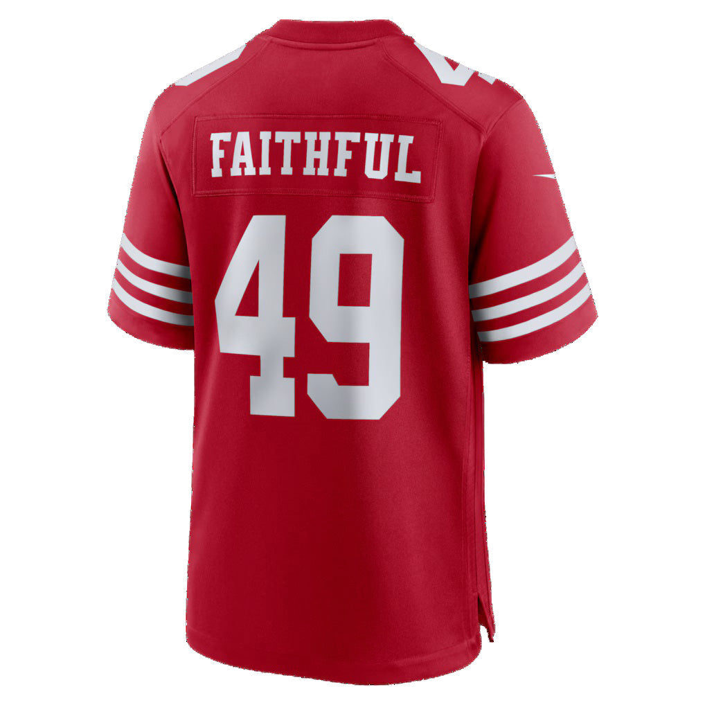 SF.49ers #49 The Faithful Scarlet 80th Anniversary Game Football Jersey