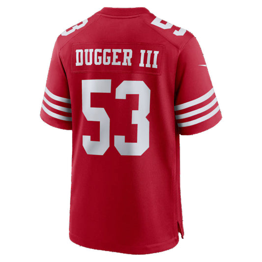 SF.49ers #53 Jaden Dugger Scarlet Team Game Football Jersey