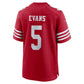 SF.49ers #5 Mike Evans Scarlet 80th Anniversary Game Football Jersey