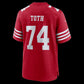 SF.49ers #74 Brett Toth Scarlet Team Game Stitched Football American Jersey
