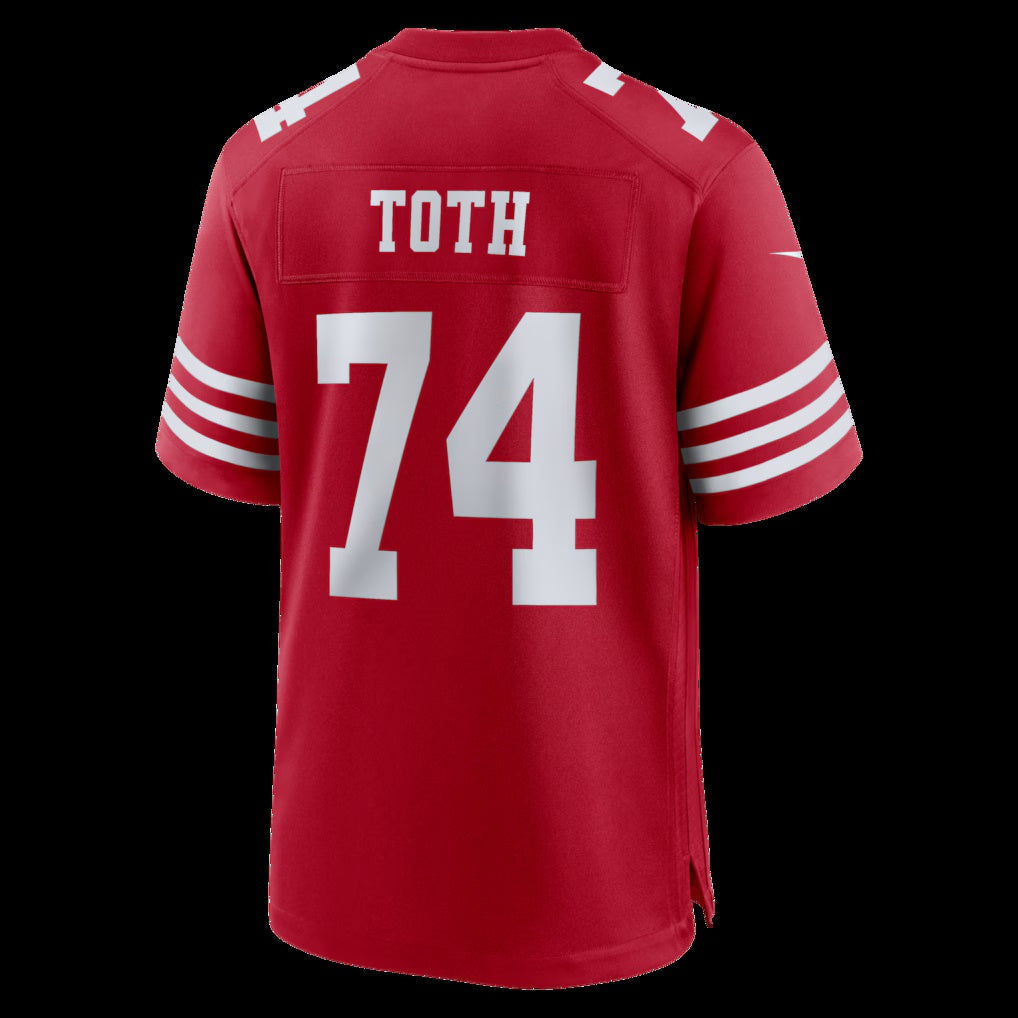 SF.49ers #74 Brett Toth Scarlet Team Game Stitched Football American Jersey