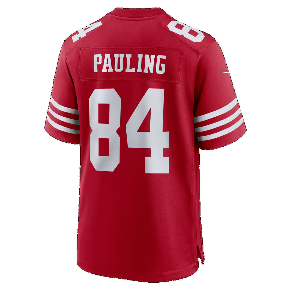 SF.49ers #84 Will Pauling Scarlet Team Game Football Jersey