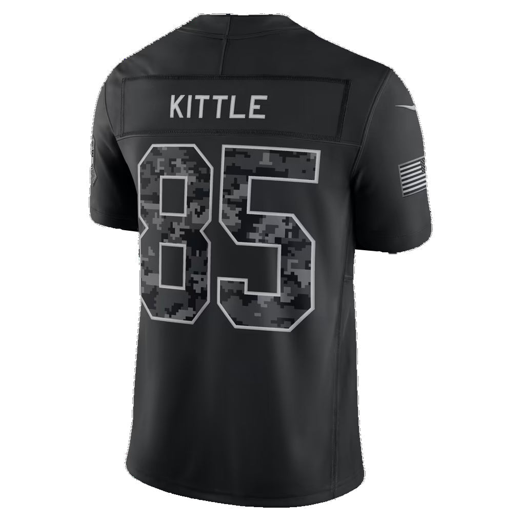 SF.49ers #85 George Kittle Black 2026 Salute to Service Stitched Limited Football Jersey