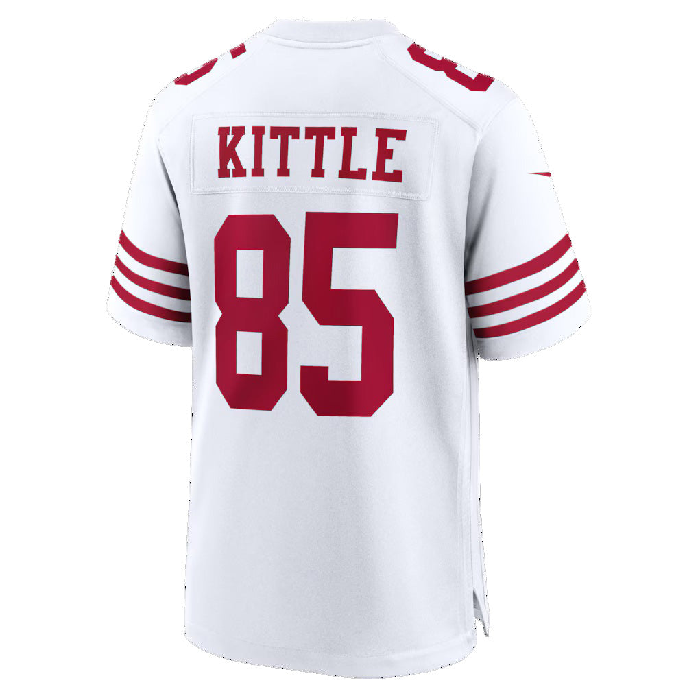 SF.49ers #85 George Kittle White 80th Anniversary Game Football Jersey