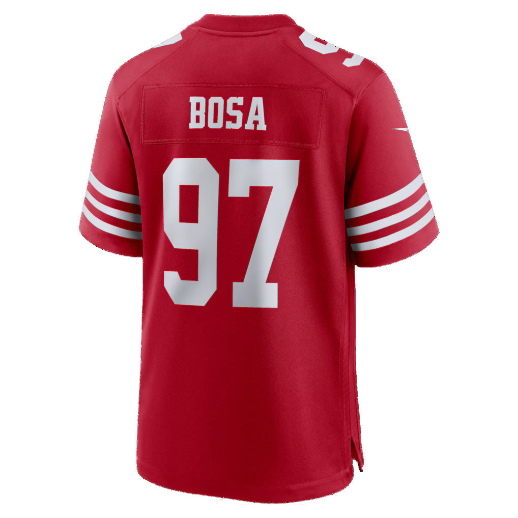 SF.49ers #97 Nick Bosa Scarlet 80th Anniversary Game Football Jersey