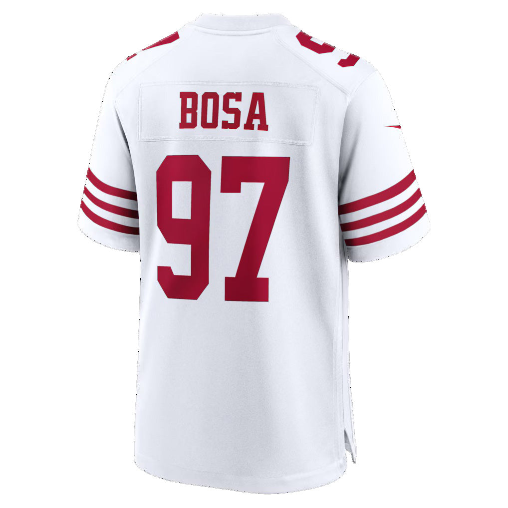 SF.49ers #97 Nick Bosa White 80th Anniversary Game Football Jersey
