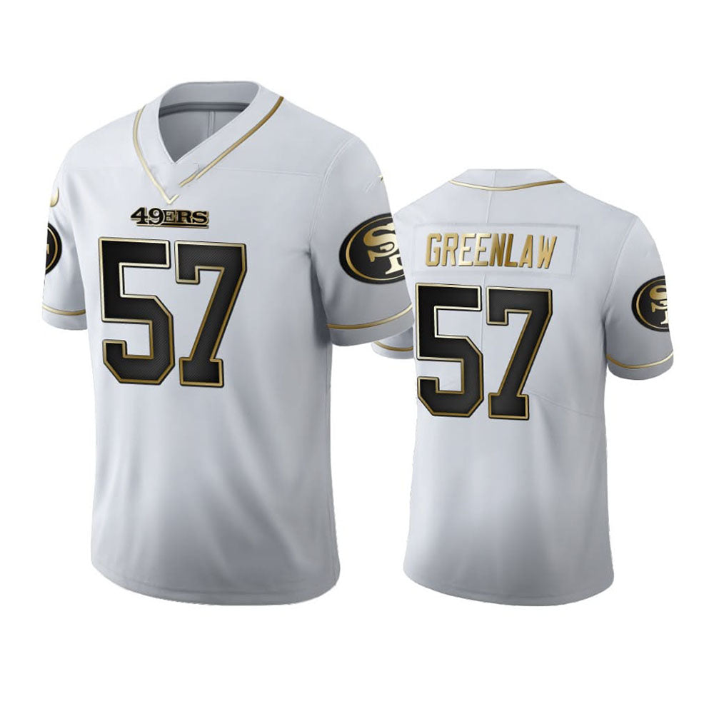 SF.49ers #57 Dre Greenlaw White Golden Edition Football Jersey