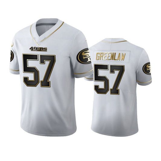 SF.49ers #57 Dre Greenlaw White Golden Edition Football Jersey