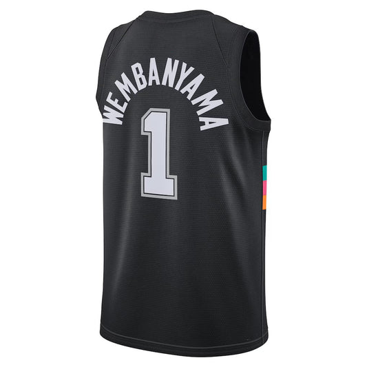 S.Antonio Spurs #1 Victor Wembanyama Black 2025-26 Swingman City Edition Stitched American Basketball Jersey