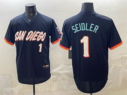 San Diego Padres #1 Peter Seidler Obsidian 2026 City Connect Stadium Stitched Baseball Jersey