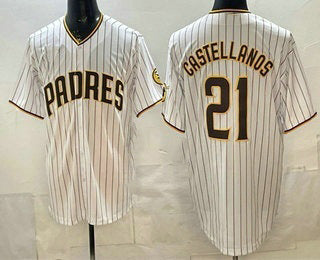 San Diego Padres #21 Nick Castellanos White Cool Base Stitched Baseball Jersey