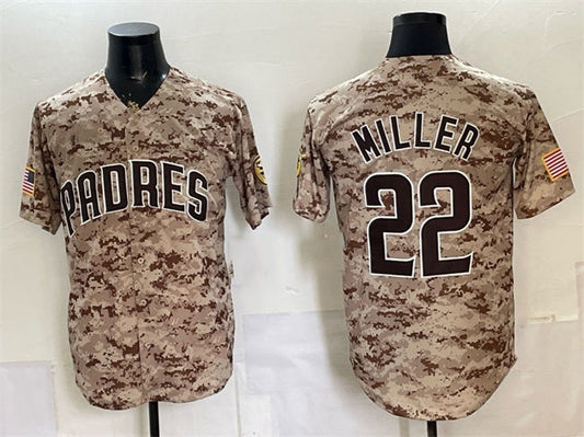 San Diego Padres #22 Mason Miller Tan Camo Cool Base Stitched Baseball Jersey