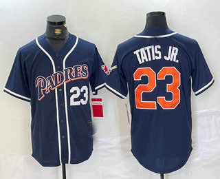 San Diego Padres #23 Fernando Tatis Jr Navy Blue Stitched Cool Base Th ...