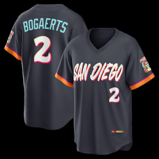 San Diego Padres #2 Xander Bogaerts Obsidian 2026 City Connect Stadium Stitched Baseball Jersey