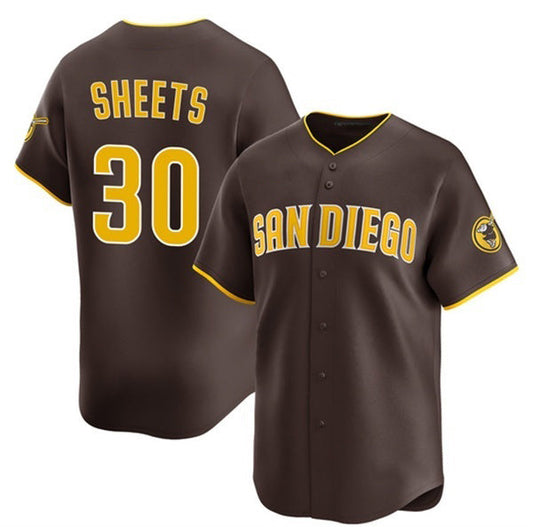 San Diego Padres #30 Gavin Sheets Brown 2026 Road Limited Stitched Baseball Jersey