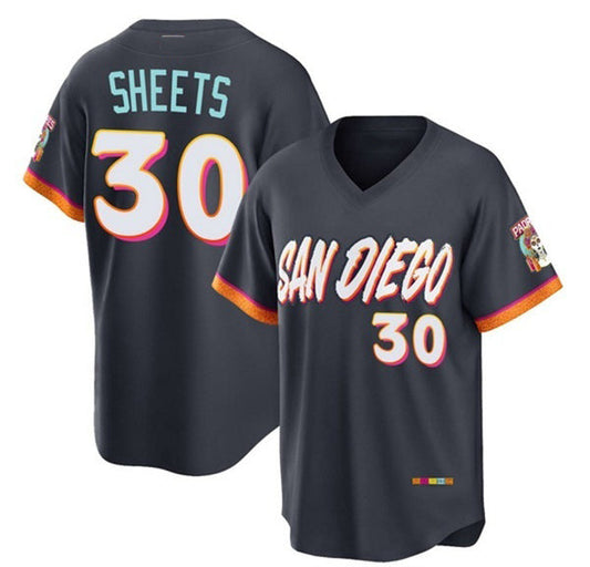 San Diego Padres #30 Gavin Sheets Obsidian 2026 City Connect Stadium Stitched Baseball Jersey