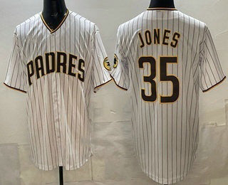 San Diego Padres #35 Randy Jones White Cool Base Stitched Baseball Jersey