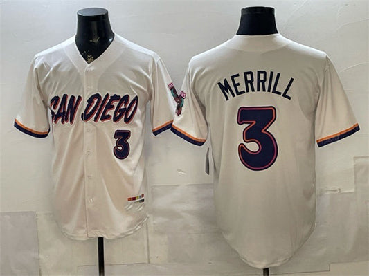 San Diego Padres #3 Jackson Merrill Cream 2026 City Connect Stadium Stitched Baseball Jersey