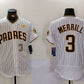San Diego Padres #3 Jackson Merrill White With PS Patch Stitched Flex Base Baseball Jersey
