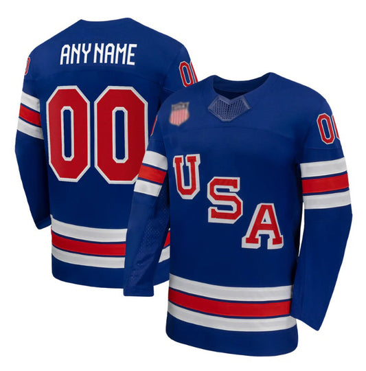 Custom USA Home 2026 Royal Blue Stitched American Hockey Jerseys