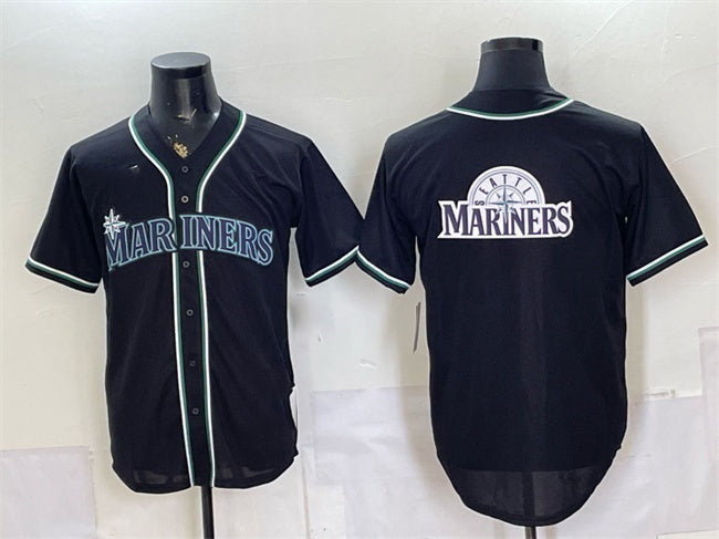 Seattle Mariners Team Big Logo 2026 Fashion Replica Black Out Stitched Baseball Jersey