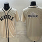Seattle Mariners Team Big Logo Cream Alternate Stitched Baseball Jersey