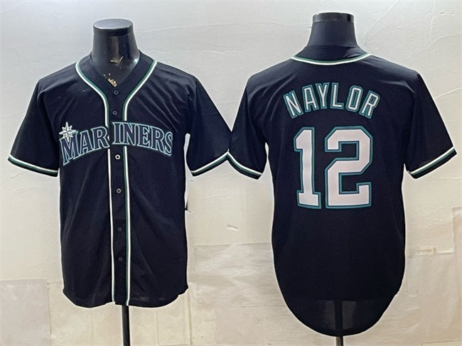Seattle Mariners #12 Josh Naylor 2026 Fashion Replica Black Out Stitched Baseball Jersey