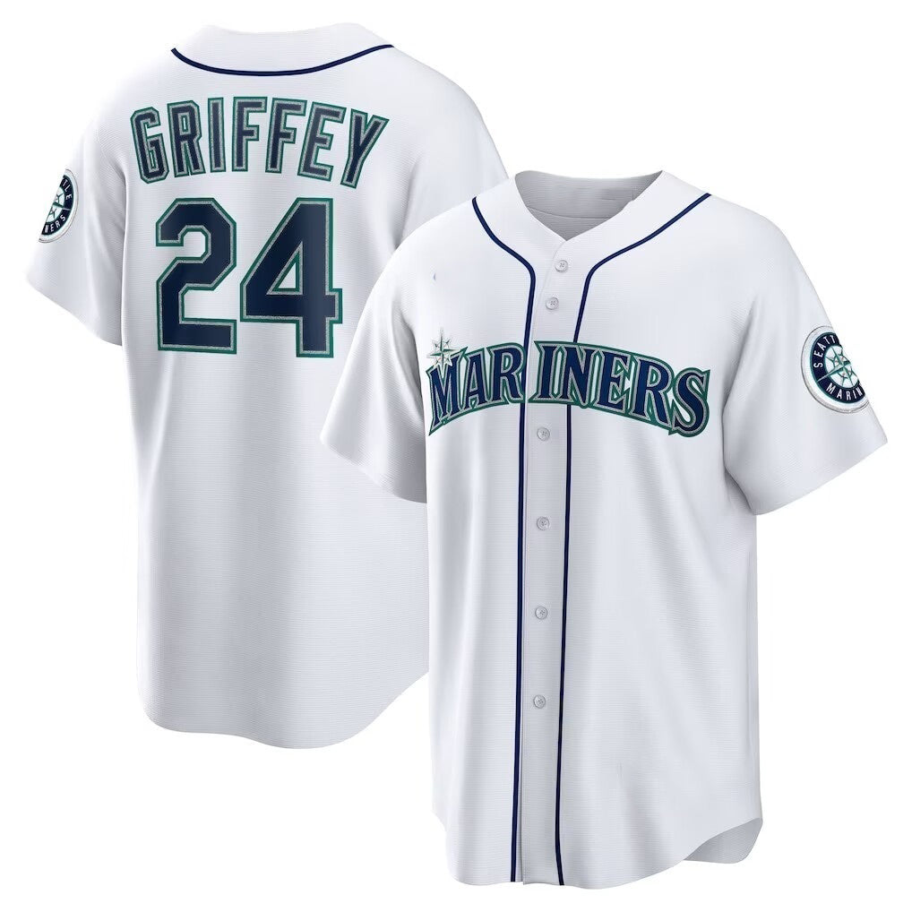 Seattle Mariners #24 Ken Griffey Jr. White Cool Baseball Jersey