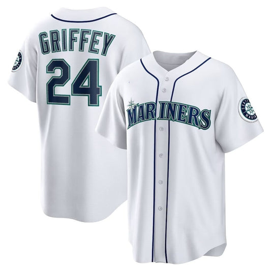 Seattle Mariners #24 Ken Griffey Jr. White Cool Baseball Jersey