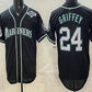 Seattle Mariners #24 Ken Griffey Jr 50th Black Out Style Vapor Premier Limited Baseball Jersey