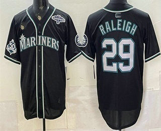 Seattle Mariners #29 Cal Raleigh 50th Black Out Style Vapor Premier Limited Baseball Jersey