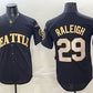 Seattle Mariners #29 Cal Raleigh Black Gold 50th Anniversary & AL West Division Champions Patch Vapor Limited Stitched Baseball Jersey