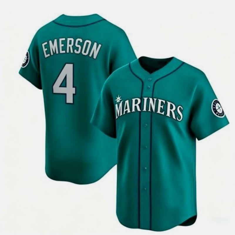 Seattle Mariners #4 Colt Emerson Aqua Limited Stitched Baseball Jersey