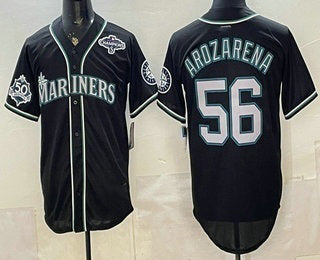 Seattle Mariners #56 Randy Arozarena 50th Black Out Style Vapor Premier Limited Baseball Jersey