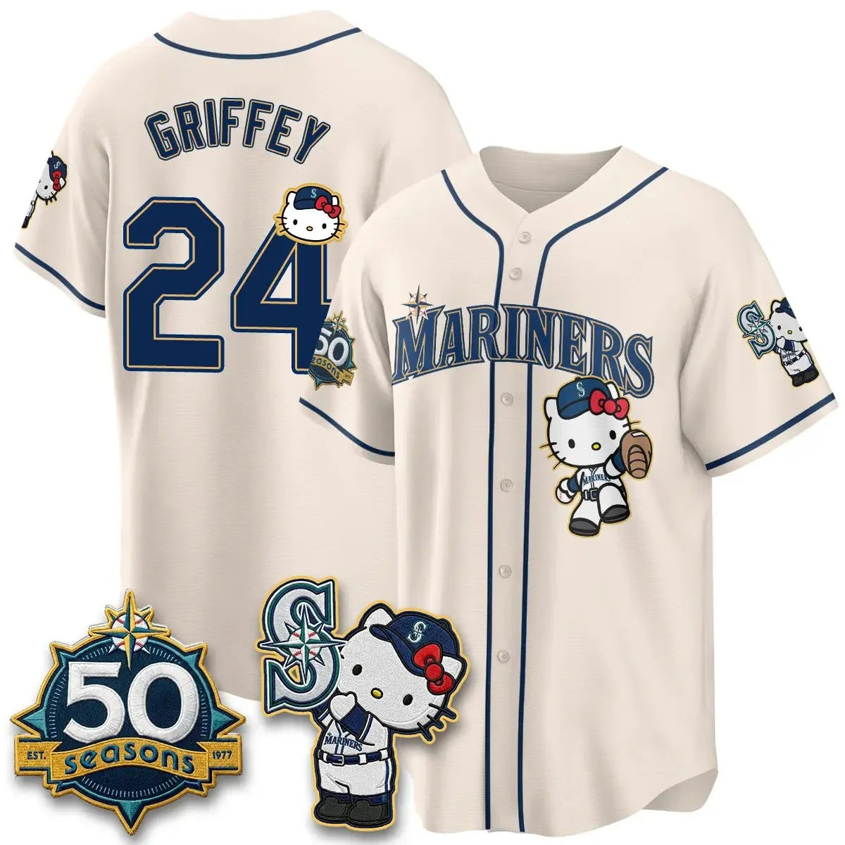 Seattle Mariners #24 Ken Griffey Jr. Meow KT Night Cream Puhics Limited Jersey - All Stitched V2