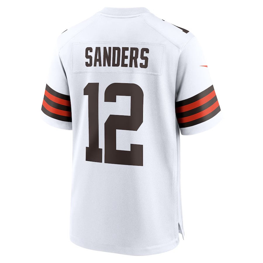 C.Browns #12 Shedeur Sanders White 2025 Draft Game Stitched American Football Jerseys