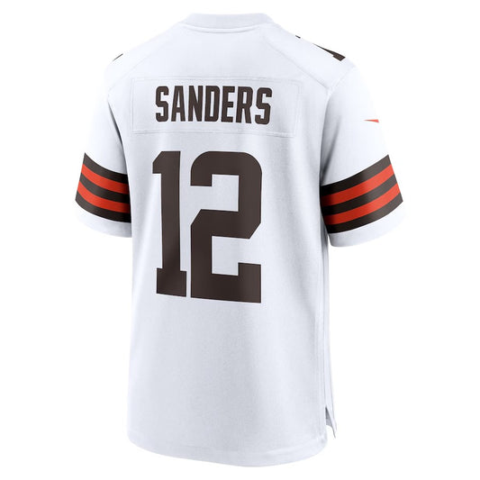 C.Browns #12 Shedeur Sanders White 2025 Draft Game Stitched American Football Jerseys