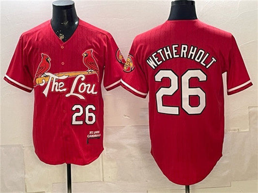 St. Louis Cardinals #26 JJ Wetherholt Red 2024 City Connect Stitched Baseball Jersey