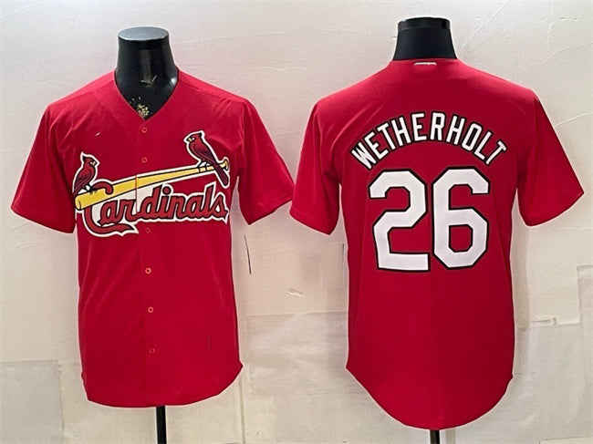 St. Louis Cardinals #26 JJ Wetherholt Red Cool Base Stitched Baseball Jersey