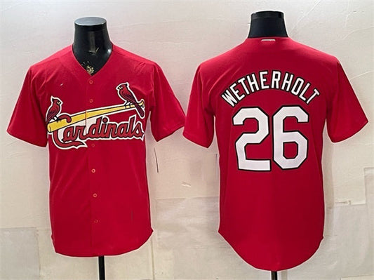 St. Louis Cardinals #26 JJ Wetherholt Red Cool Base Stitched Baseball Jersey