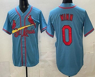 St Louis Cardinals #0 Masyn Winn Blue Cool Base Stitched Baseball Jersey