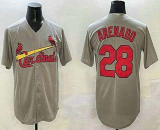St Louis Cardinals #28 Nolan Arenado Grey Stitched Cool Base Baseball Jerseys