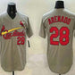 St Louis Cardinals #28 Nolan Arenado Number Grey Stitched Cool Base Baseball Jerseys