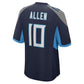 T.Titans #10 Brandon Allen Navy Team Game Stitched American Football Jersey