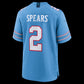 T.Titans #2 Tyjae Spears Light Blue Game Stitched American Football Jersey