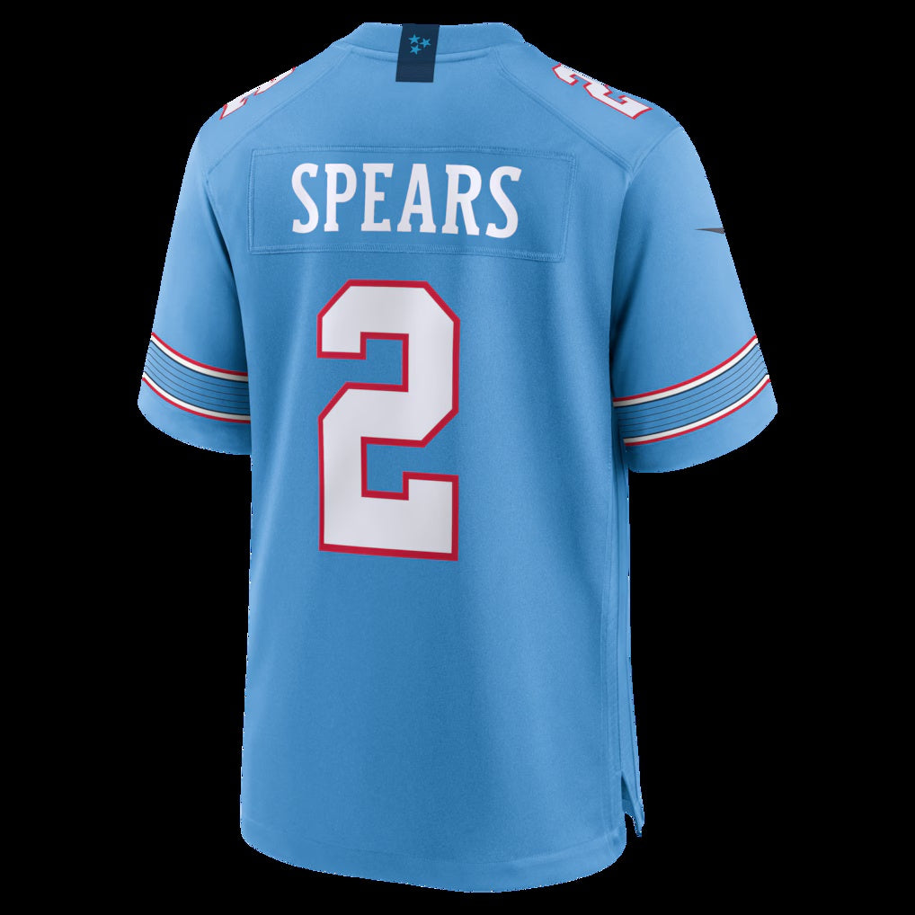 T.Titans #2 Tyjae Spears Light Blue Game Stitched American Football Jersey