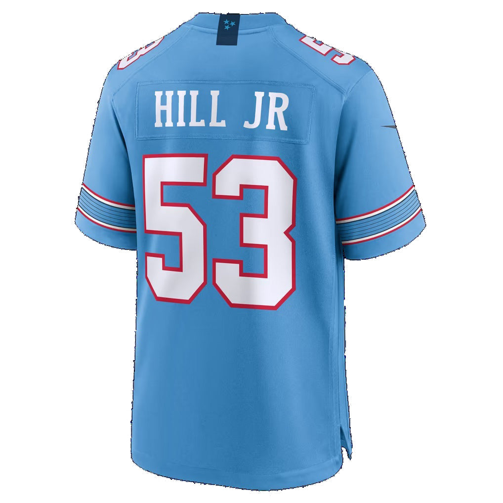 T.Titans #53 Anthony Hill Jr. Light Blue Team Game Football Jersey