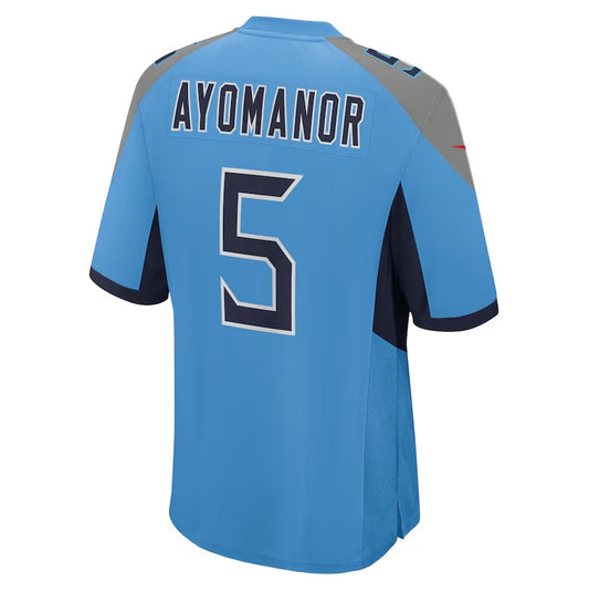 T.Titans #5 Elic Ayomanor Light Blue Team Game Stitched American Football Jersey